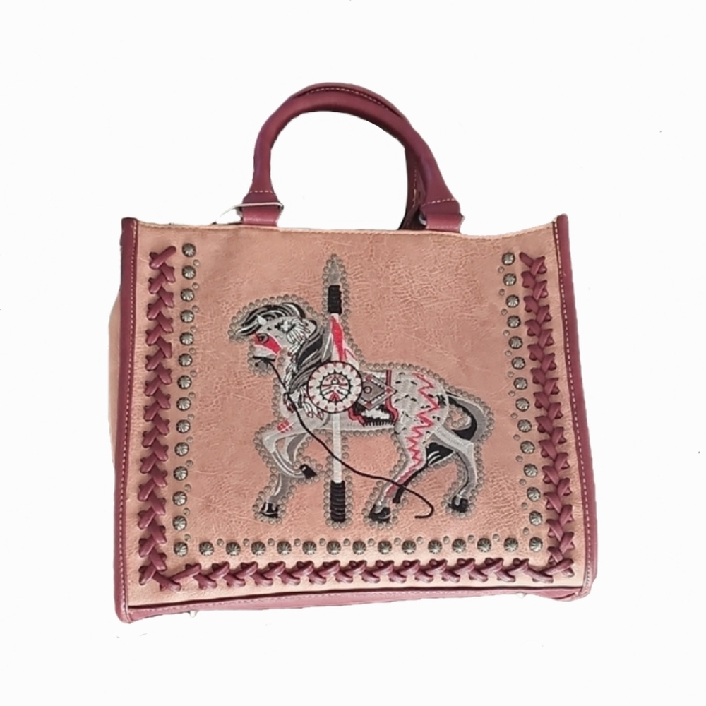 Embroidered Western Pink Purse